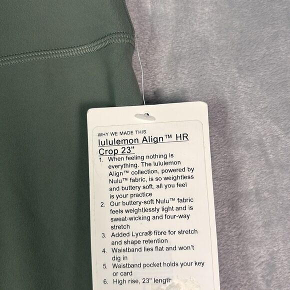 NWT New Lululemon Green Align HR Crop 23” Leggings Size 6 - Picture 3 of 8